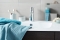 Beddinghouse badgoed Sheer petol en blauw sfeer