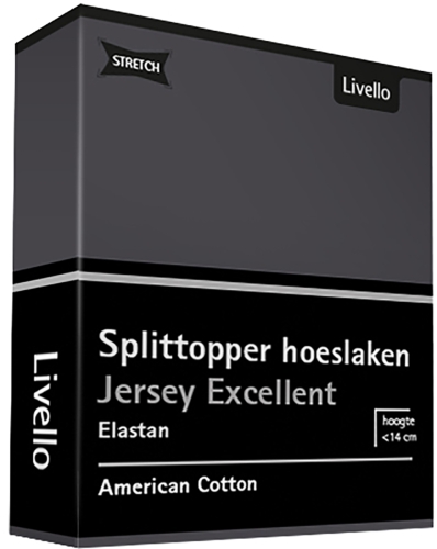 Livello jersey splittopper hoeslaken Excellent donkergrijs