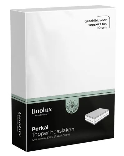 Linolux hoeslaken topdekmatras perkal katoen wit 